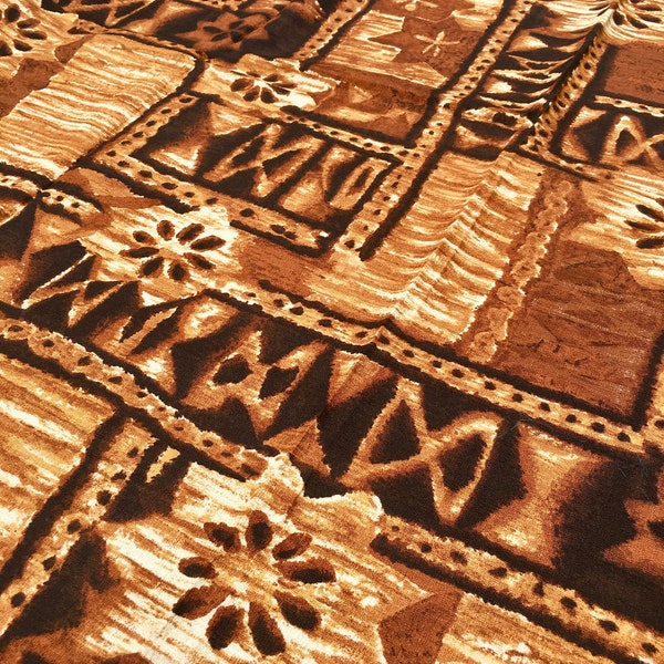 Hawaiian Barkcloth Cotton TIKI Vintage 1950s 1960s Fabric Remnant