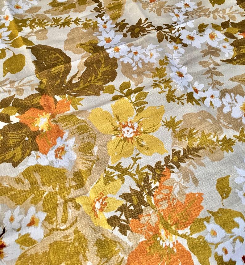Tropical Linen Barkcloth Fabric Vintage 1960s 100/% Linen 1 14 Yards