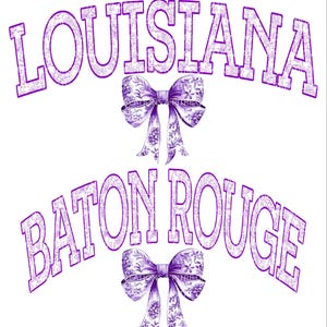 Louisiana Baton Rouge PNG, Purple Floral PNG, Purple Bow, Cajun, Sublimation, png for shirt, Digital File