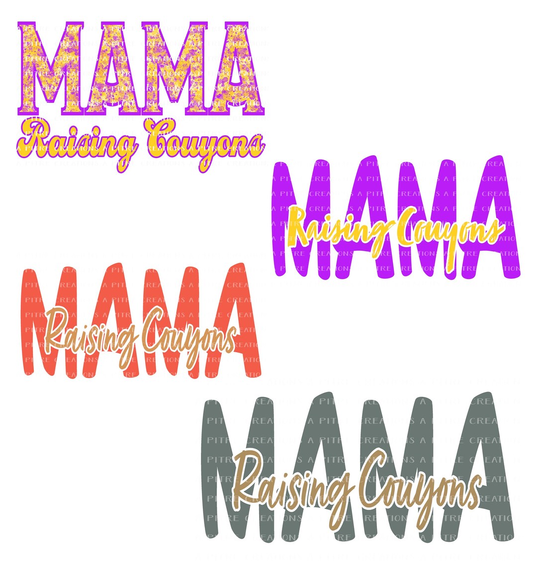 Mama Raising Couyons PNG, Louisiana Mom, Purple and Gold (digital File ...