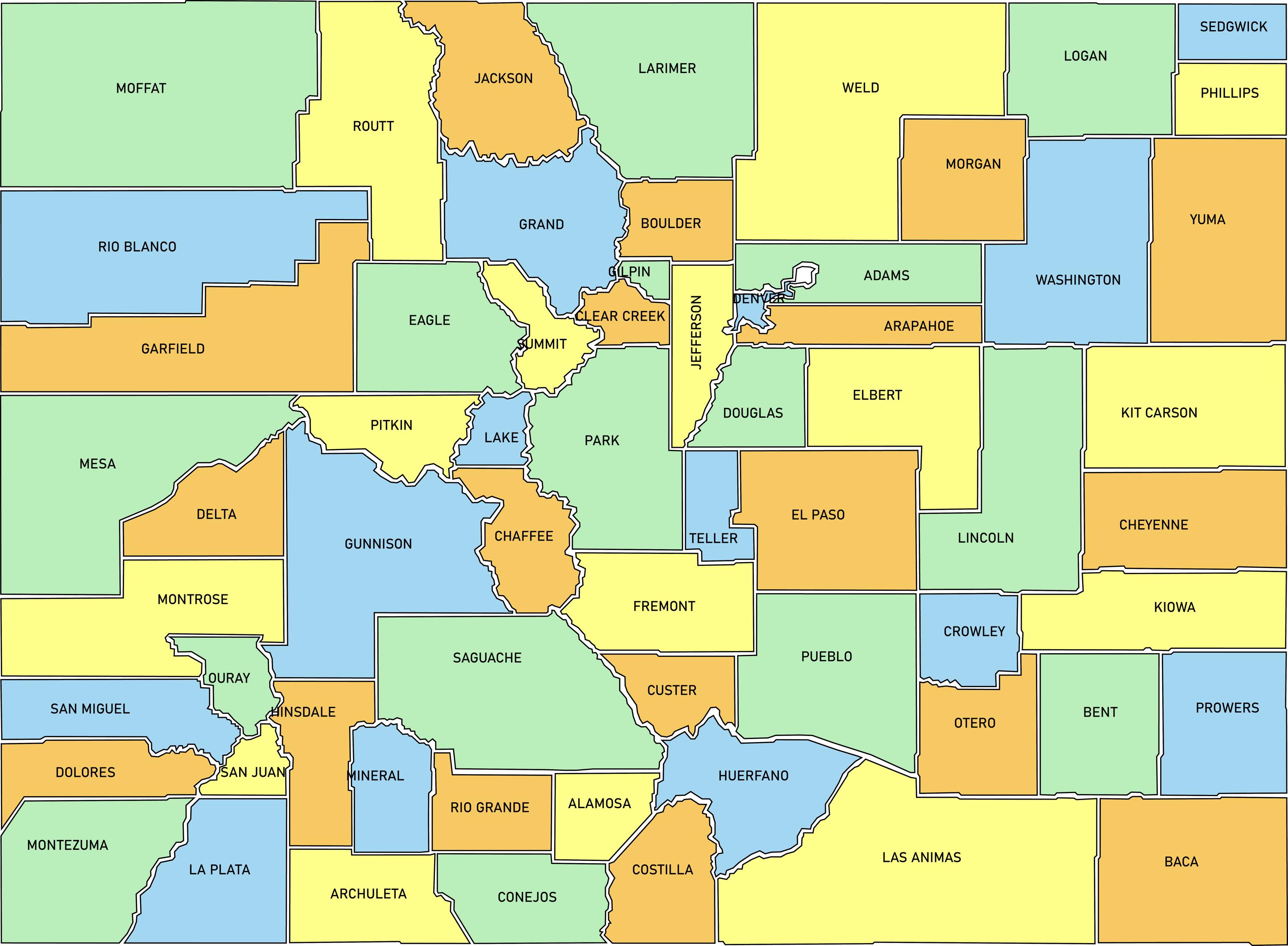 Colorado Counties Map Digital Download - Jpeg, Png, Svg, Dwg, Pdf ...