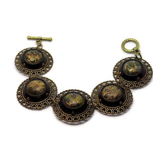Enamel Button Bracelet - Victorian Enamel Buttons - Charm Bracelet -Upcycled Buttons - RecreatedHistory