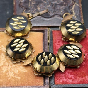 Antique Gold Accented Black Glass Button Bracelet - Victorian Glass Buttons - Copper Bracelet -Upcycled Buttons - Recreated History