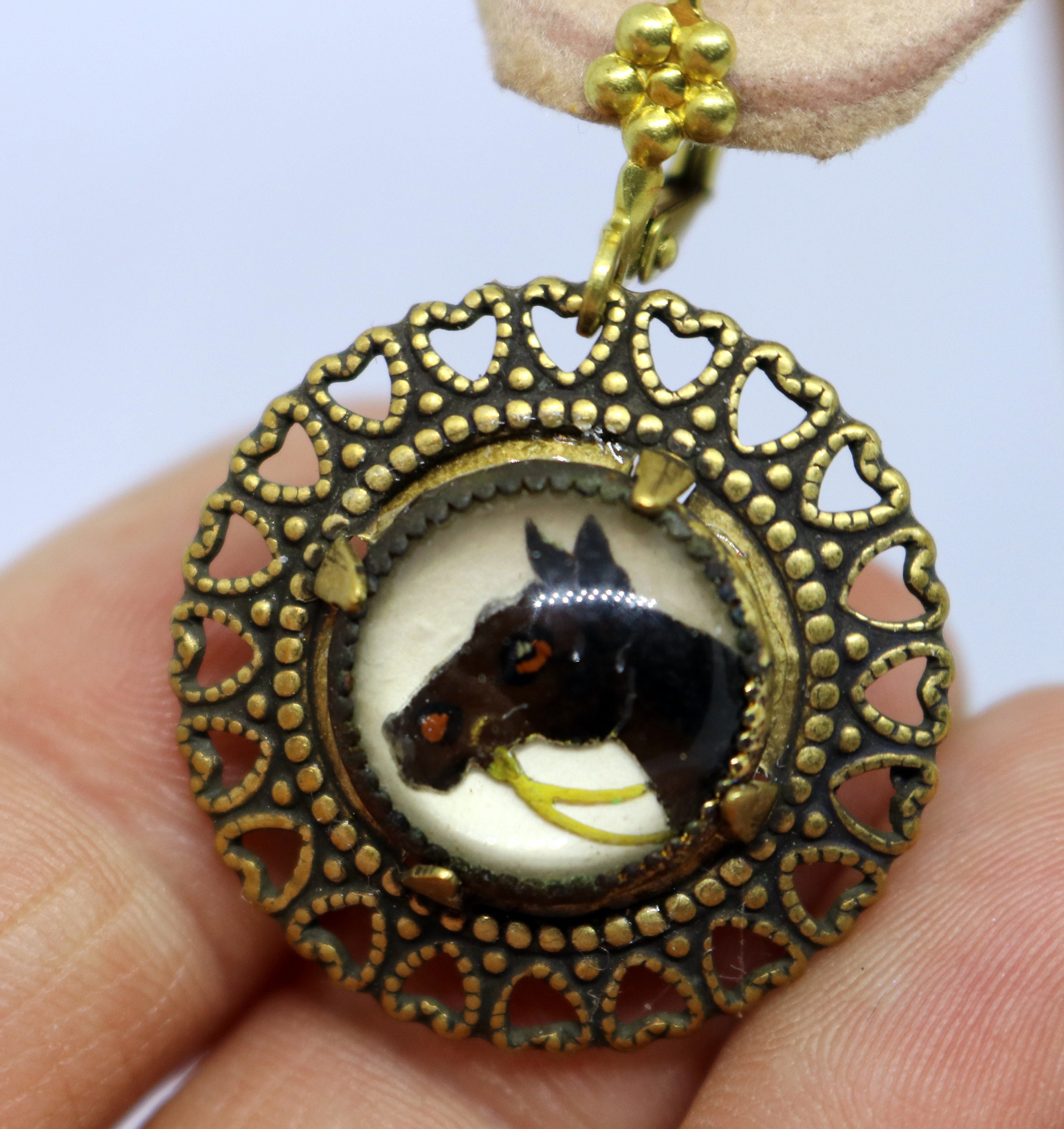 Horse Head Intaglio Earring