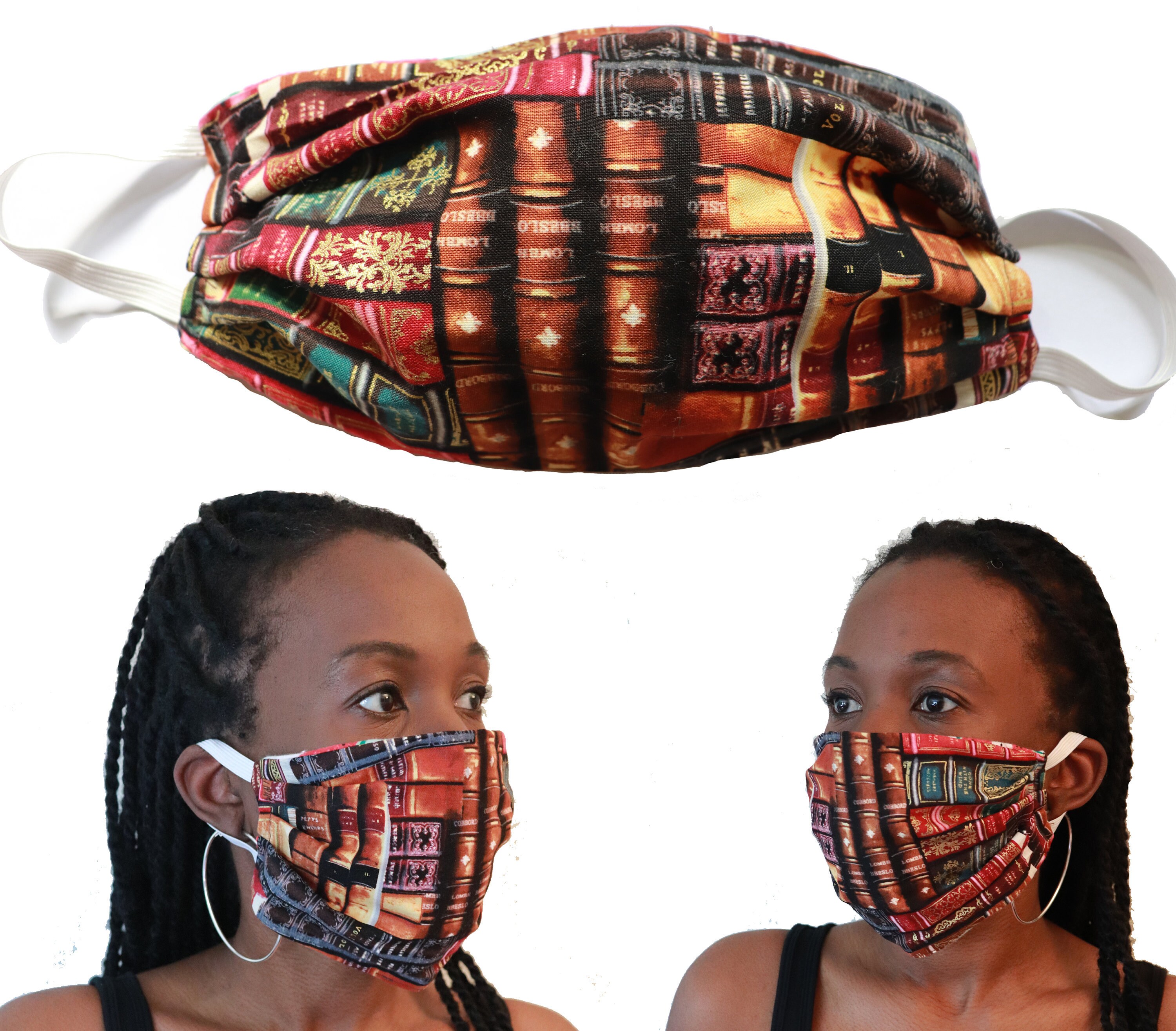 Washable fabric face mask, 100% cotton exterior, flannel interior, Bo…