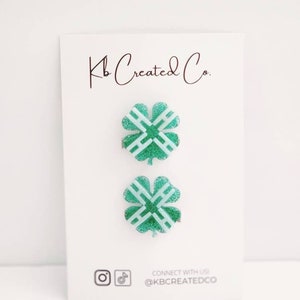 4H hair clip, 4h gift, 4h club accessories, 4h clover, 4h bow, 4 leaf clover clip, four leaf clover hair clip, clover bow, clover clip