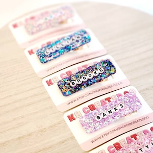 Glitter personalized name hair clip, personalized gift, birthday gift for girl, custom hair clip, bridesmaid gift, bachelorette party gift