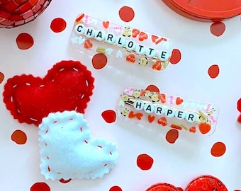 Clip per capelli con nome personalizzato glitter, barrette per capelli, regalo di compleanno per ragazza, clip per capelli personalizzata, clip per capelli di San Valentino, clip per capelli di compleanno