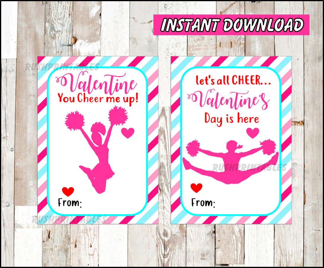 INSTANT DOWNLOAD Cheer valentine Cards Printable Cheerleading | Etsy