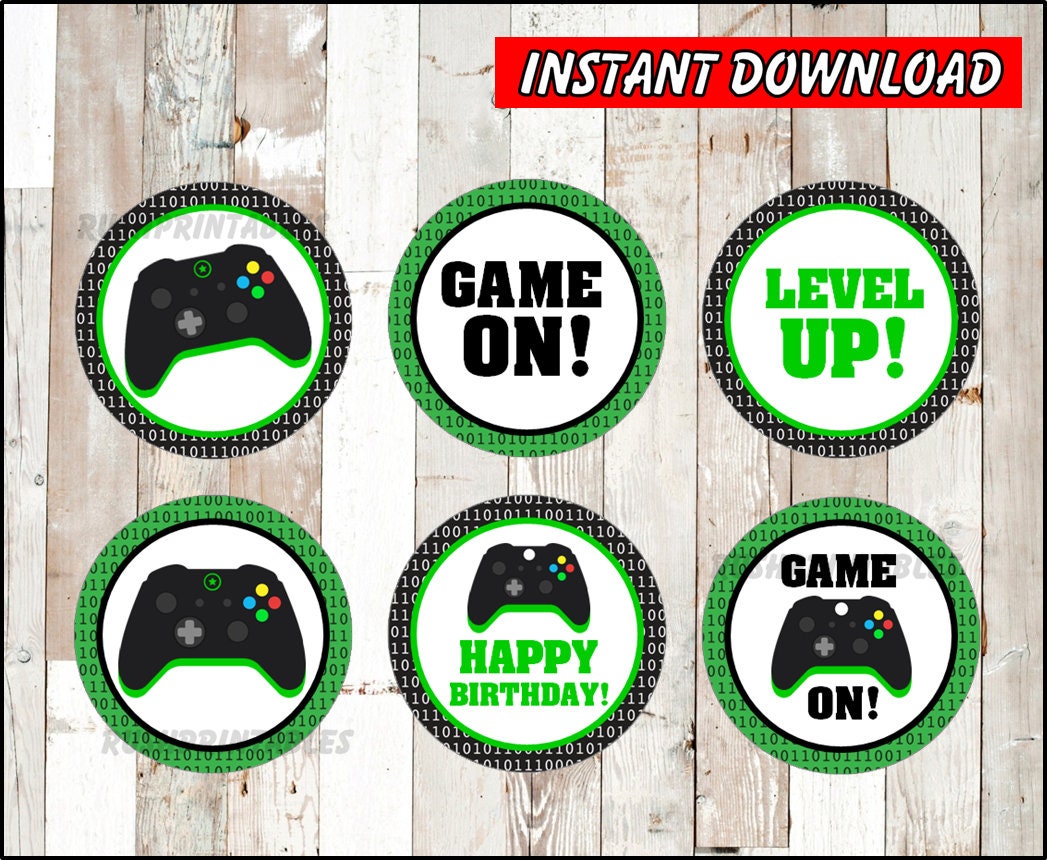 Video Game Cupcake Toppers Printable