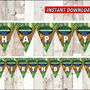 Survivor TV Show Banner, Printable Survivor TV Show Triangle Banner, Survivor TV Show party Banner Instant download