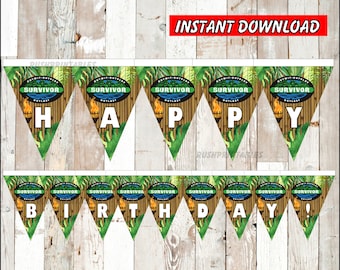 Survivor TV Show Banner, Printable Survivor TV Show Triangle Banner, Survivor TV Show party Banner Instant download