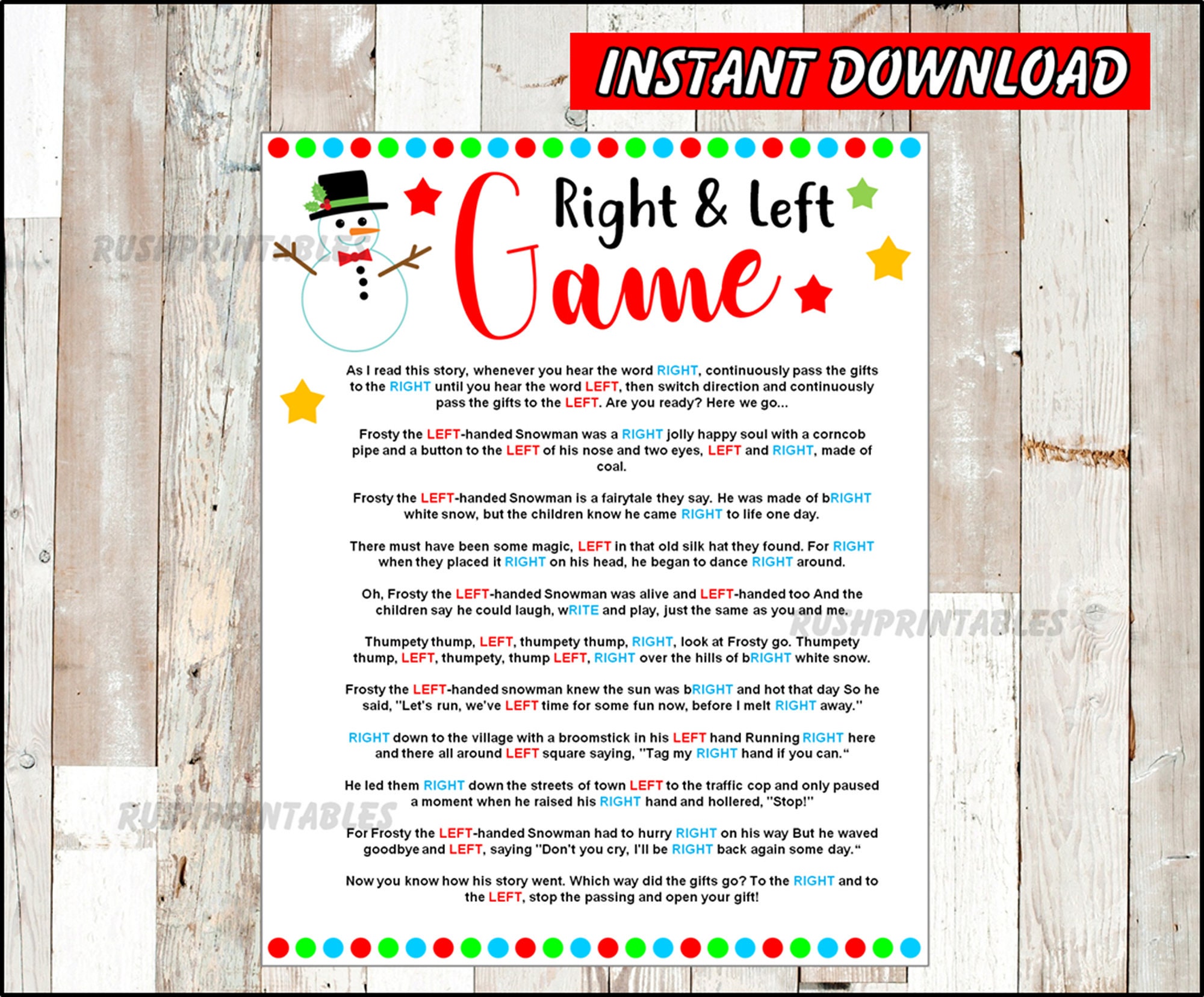 Funny Right Left Christmas Story - Etsy