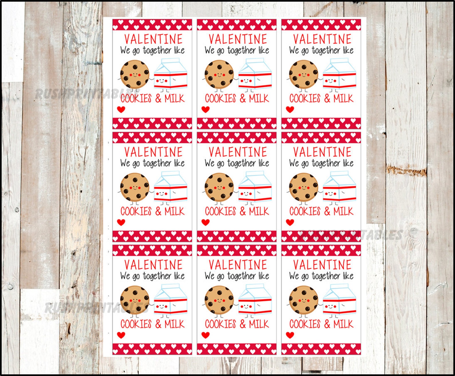 INSTANT DOWNLOAD Cookies & Milk Valentine Cards Printable Etsy