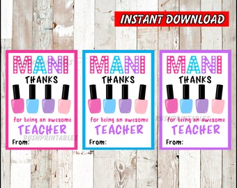 Mani Thanks Teacher Tag - Etsy