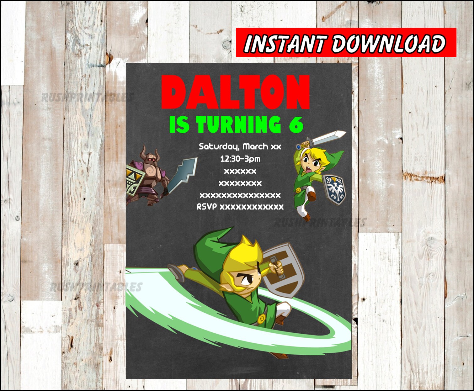 The Legend of Zelda invitation Zelda Birthday invitation Etsy