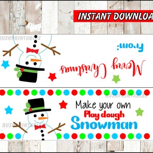 Printable Play Dough Snowman Kit Bag Topper Make Your Own Snowman Build  Your Own Snowman Digital Printable DIY 