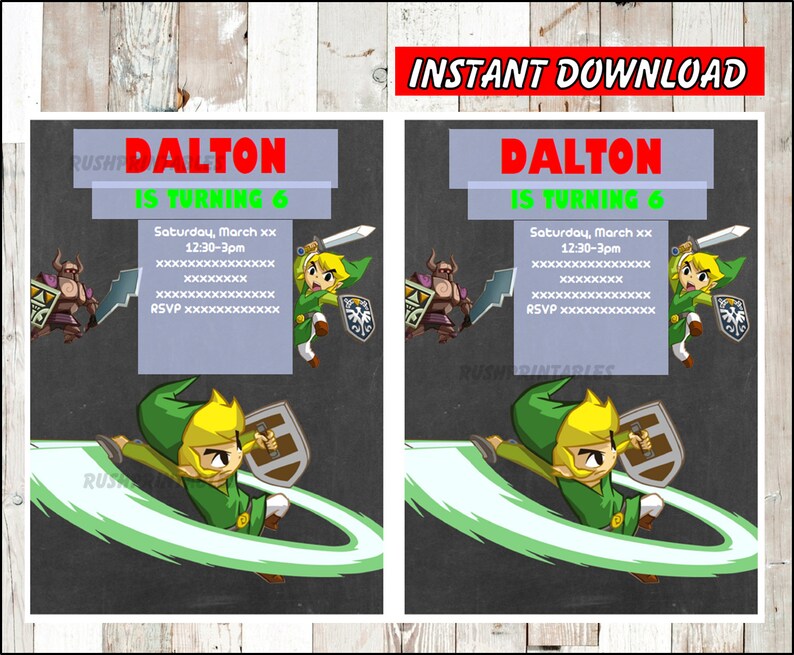 The Legend of Zelda invitation Zelda Birthday invitation Etsy