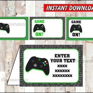 Gamer Food labels instant download, Video Game party Food tent cards, Printable Game Over Tent cards