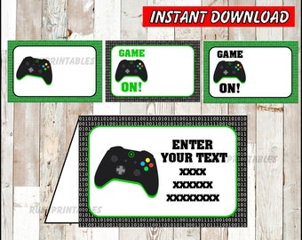 Gamer Food labels instant download, Video Game party Food tent cards, Printable Game Over Tent cards