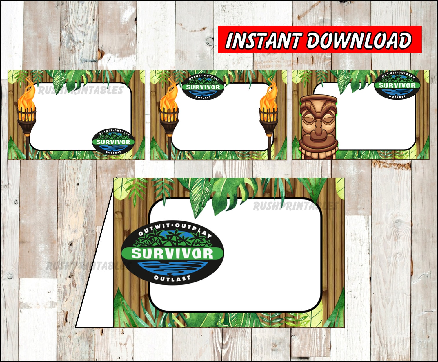 Survivor TV Show Food labels instant download, Survivor TV Show party Food tent cards, Printable Survivor TV Show Tent cards