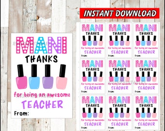 Mani many Thanks for All You Do Teacher Appreciation Printable, Digital ...