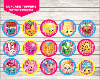 Shopkins Cupcakes Toppers, Printable Shopkins Toppers, Shopkins party Toppers Instant download