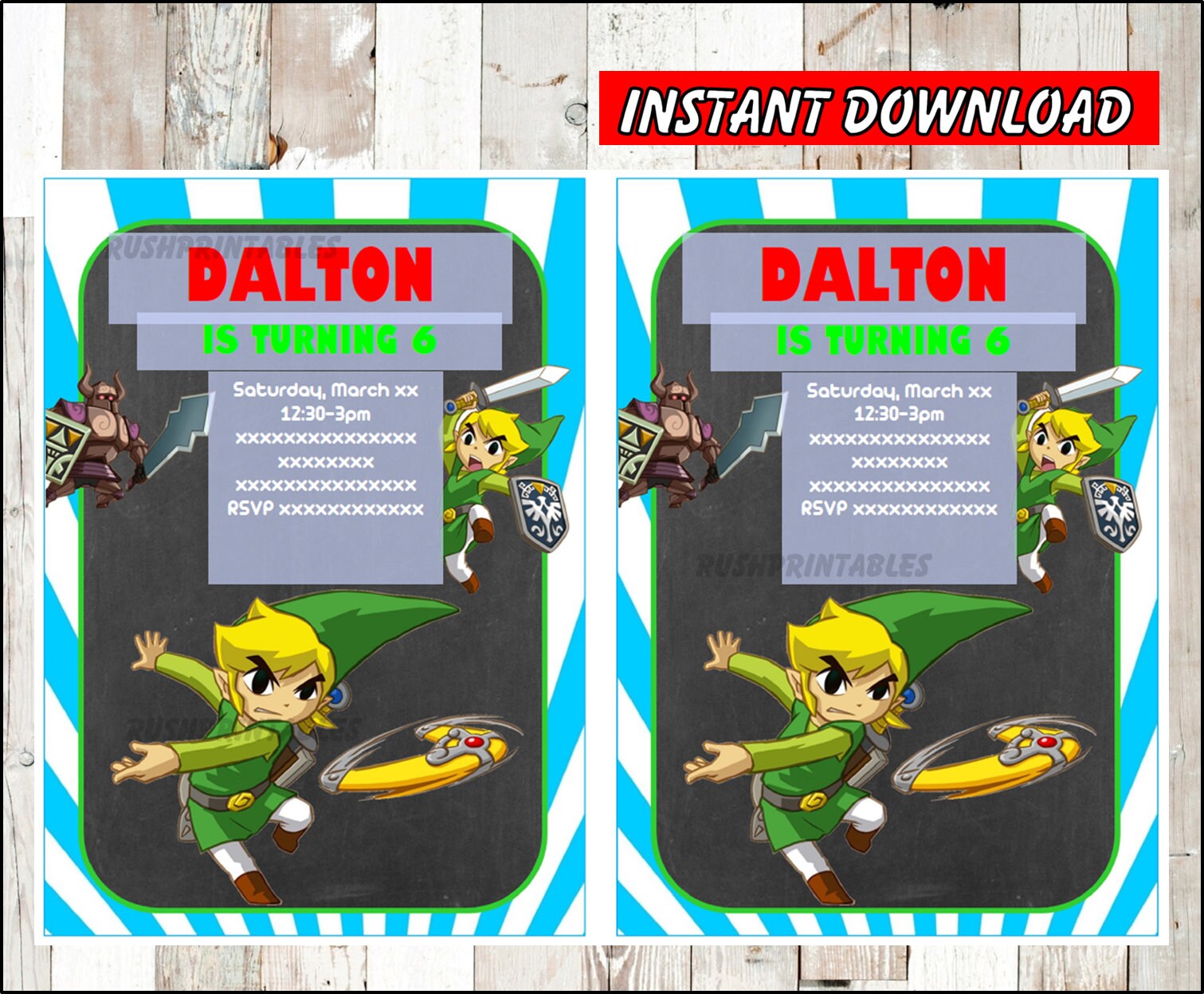 The Legend of Zelda invitation Zelda Birthday invitation Etsy