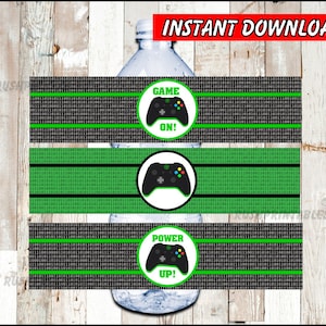 Gamer Water Bottle labels instant download, Video Game party bottle labels, Gamer Bottle labels