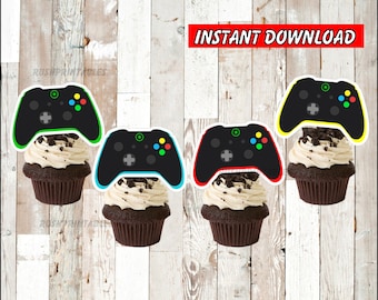 Gamer Cupcakes Toppers Instant Download, Video Game Party Toppers ...