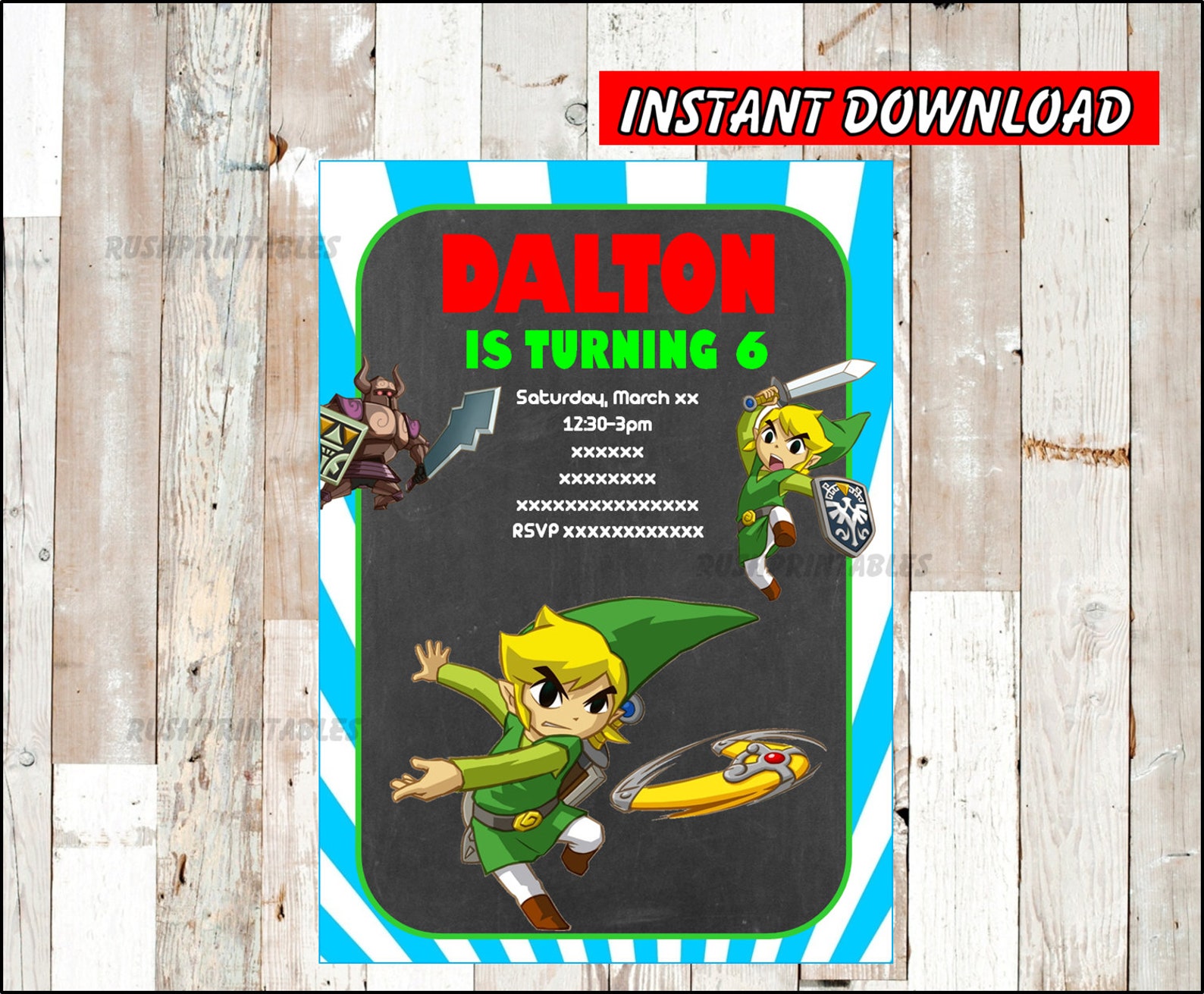 The Legend of Zelda invitation Zelda Birthday invitation Etsy