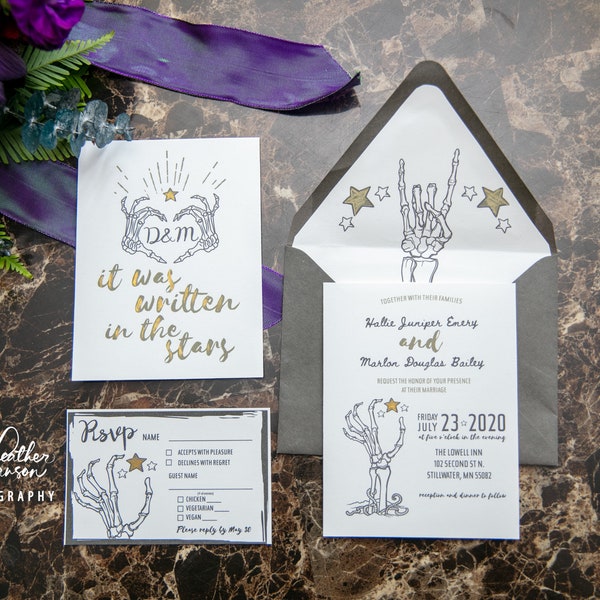 Dark Skeleton Printable Wedding Offbeat Invitations