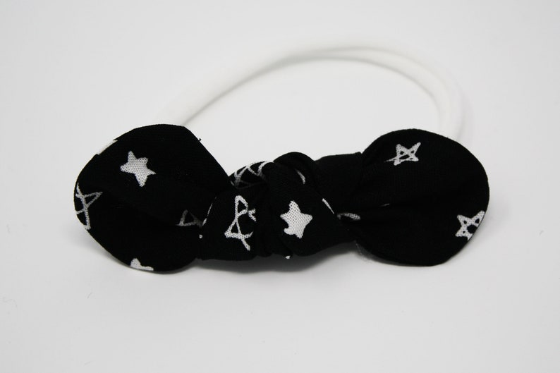 Star Black and White Knot Nylon Headband