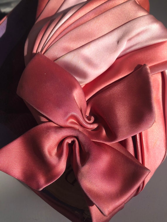 VINTAGE 1950S DIOR draped turban pink silk