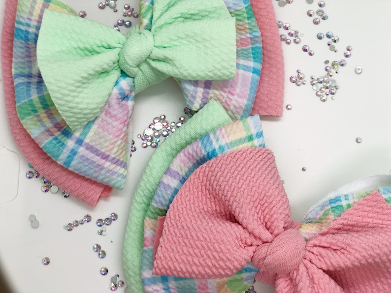 Triple Layer Plaid Fabric Bow