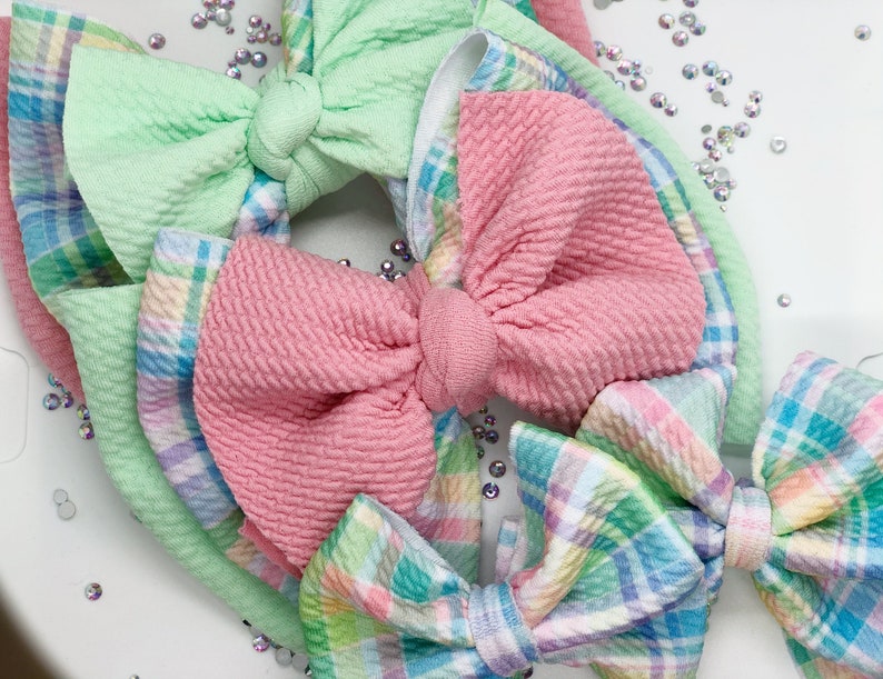 Triple Layer Plaid Fabric Bow