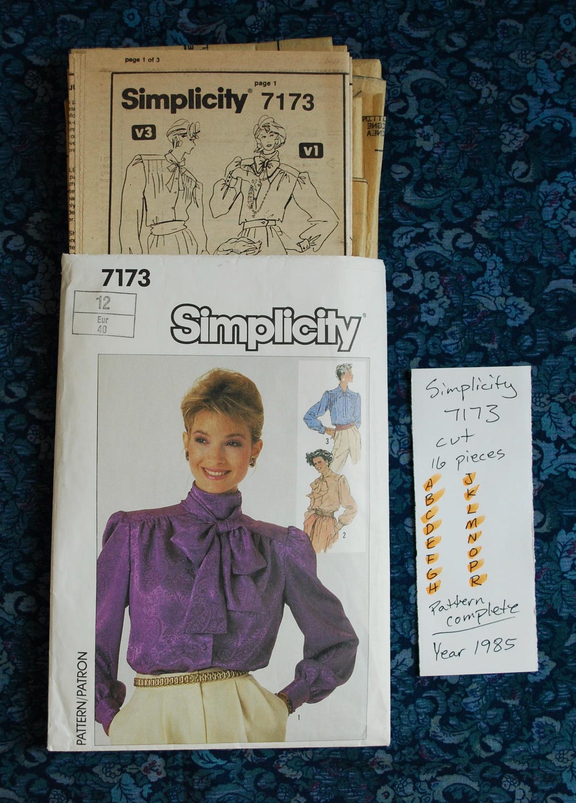 1980s Misses' Blouse Sewing Pattern: Simplicity 7173 - Size 12 - Etsy