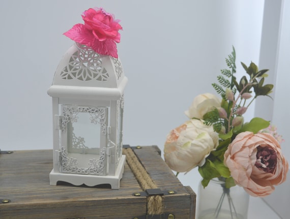White Wedding 10 Inch Lantern Centerpiece Wedding Decor Etsy