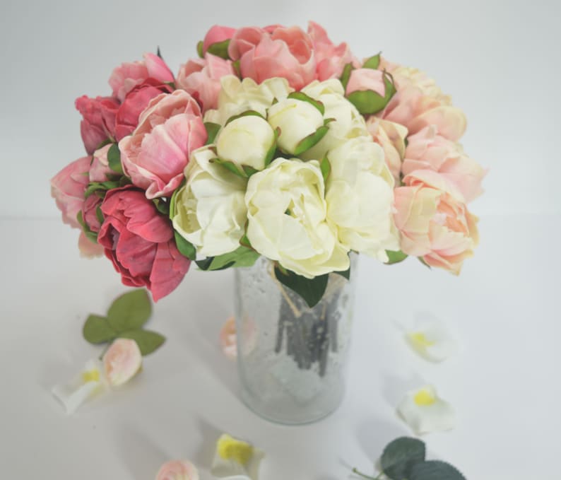 Real Touch Pink Peony Bouquet High Quality Wedding Flowers, Blush Pink