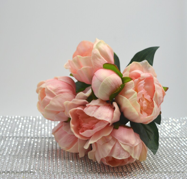 Real Touch Pink Peony Bouquet High Quality Wedding Flowers, Blush Pink