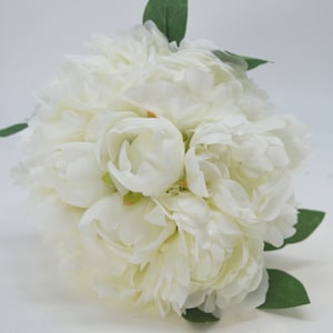 BQ0319 Soft touch 10 Heads Cream Peony  Bouquet - Artificial Flower Bouquet, Artificial Flower, Wedding Bouquet, Bridesmaid Bouquet