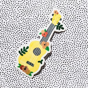 Ukulele Sticker | Floraler Vinyl Sticker | Laptop, Stoßstange, Wasserflasche, Flasche | Wasser- und Wetterbeständig