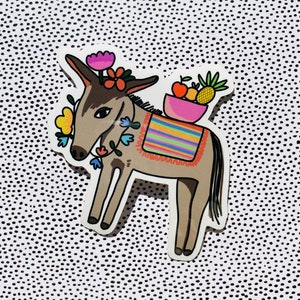Mexican Donkey | Burro Floral Vinyl Sticker | Laptop, Bumper, Water Bottle, Flask | Water and Weather Resistant