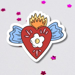 Blumen Sacred Heart Aufkleber | Wetterfester Aufkleber
