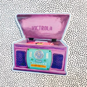 Victrola Record Player Vinyl Sticker | Music Decal | Waterproof, Glossy
