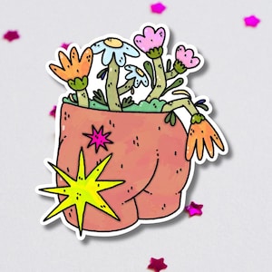 Butt Planter Vinyl Sticker | Artist Decal | Waterproof, Glossy