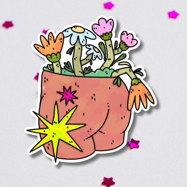 Butt Planter Vinyl Sticker | Artist Decal | Waterproof, Glossy - Etsy