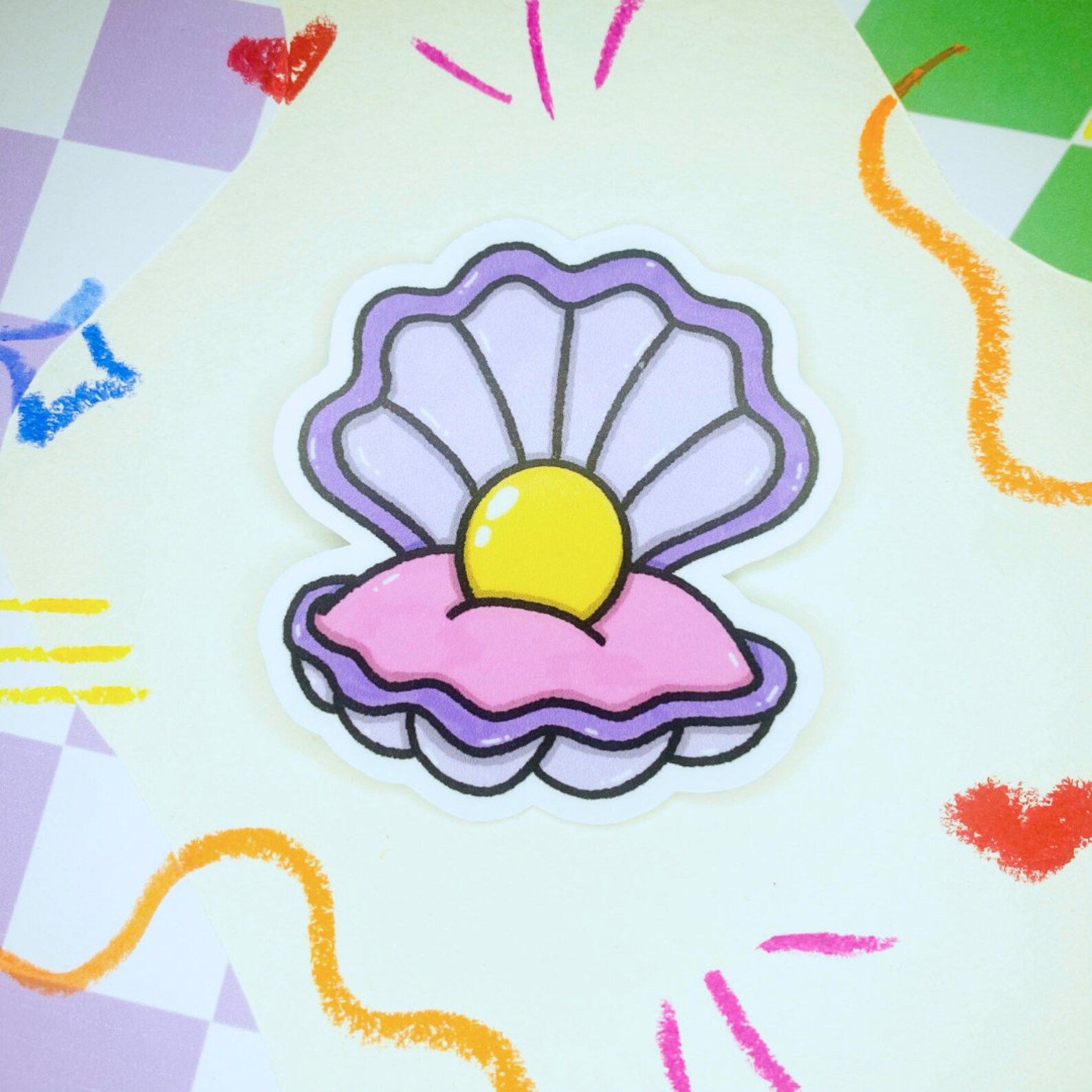 Clam Shell Sticker Mermaid Clam Oyster Vinyl Sticker | Sea, Ocean Decal | Waterproof ...