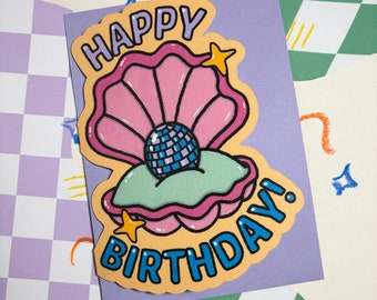 Disco Oyster Birthday Greeting Card