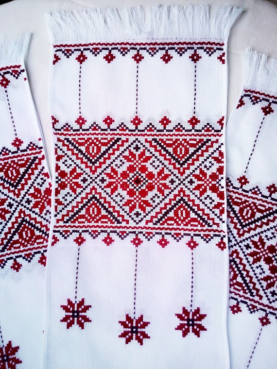 Ukrainian wedding rushnyk Hand embroidered cotton towel Slavic Etsy
